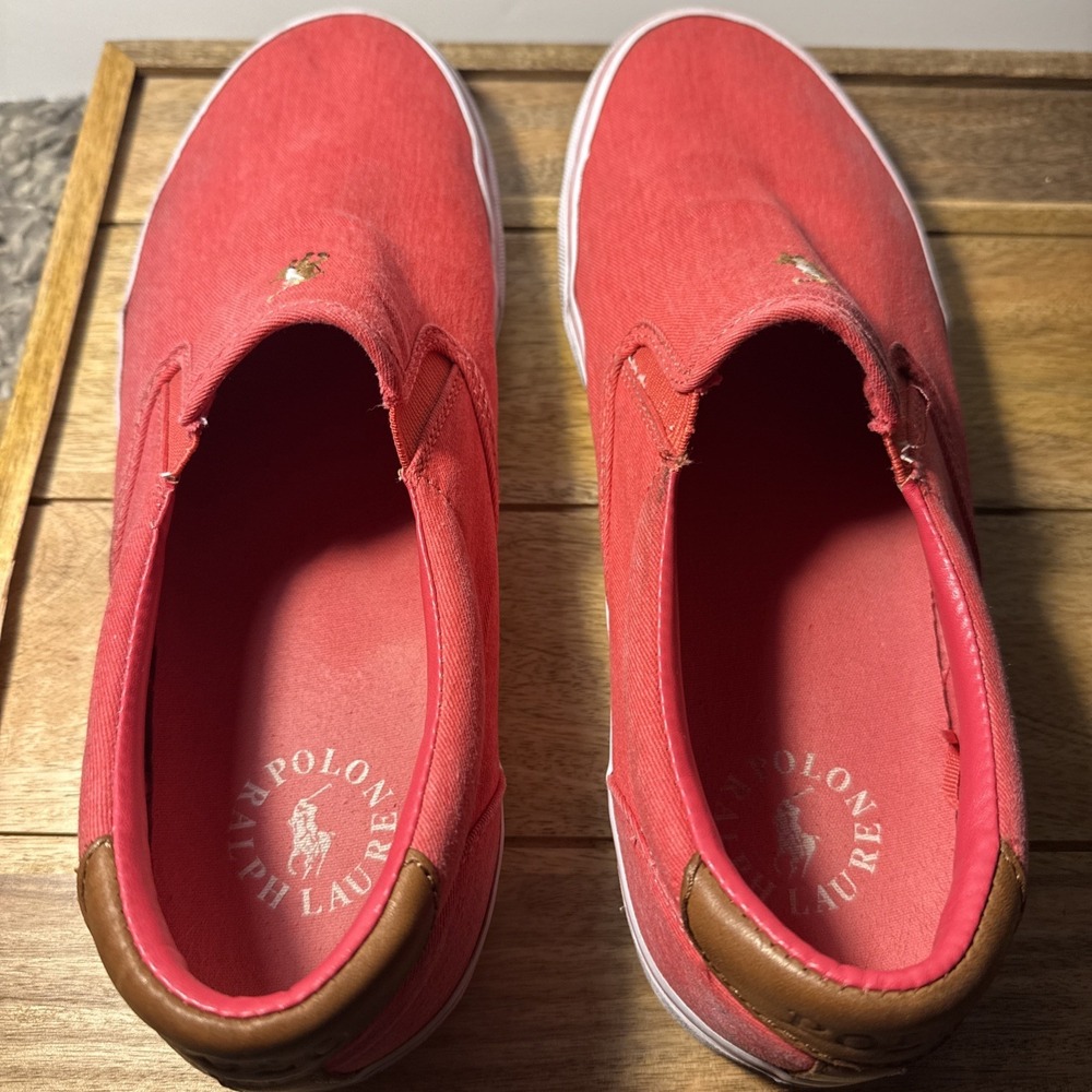 Polo Ralph Lauren Men's Shoes Thompson Wash Twill Slip On Sneakers 12D Red